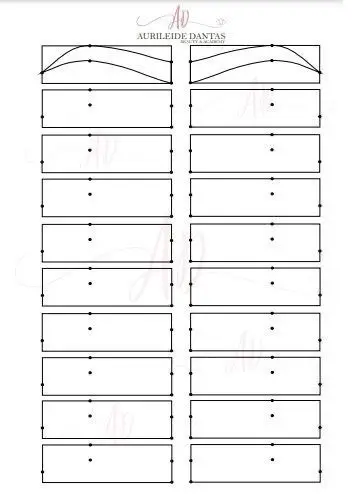 Apostila de treino para mapeamento e simetria de sobrancelhas.